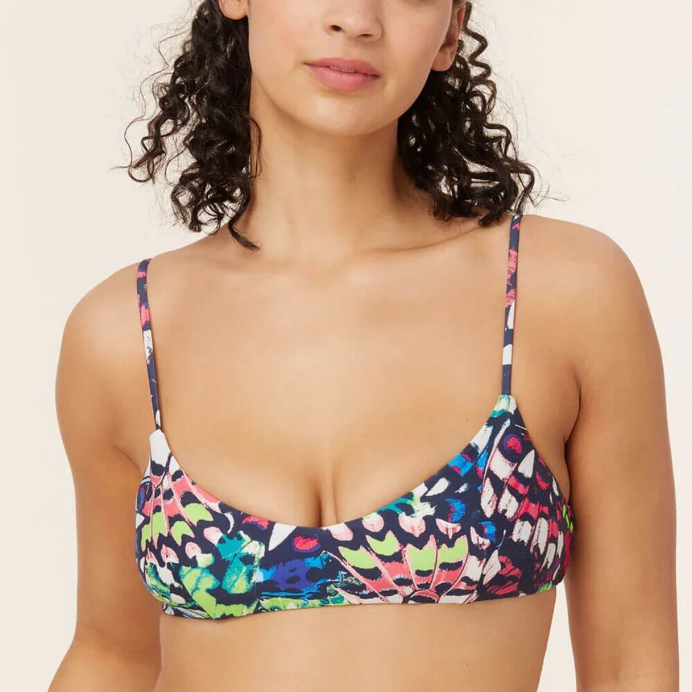 Andie Swim The Molokai Bikini‎ Top in Butterfly Print Size Large NWT